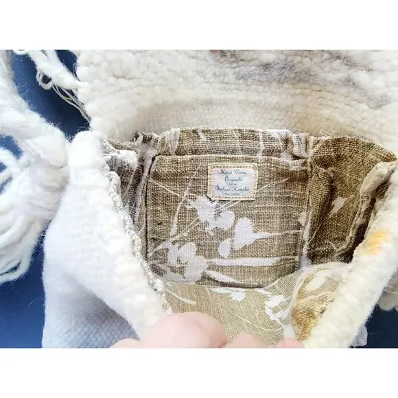 Vintage Handwoven Wool Fringe Purse Boho Artisan Bag - Picture 6 of 12